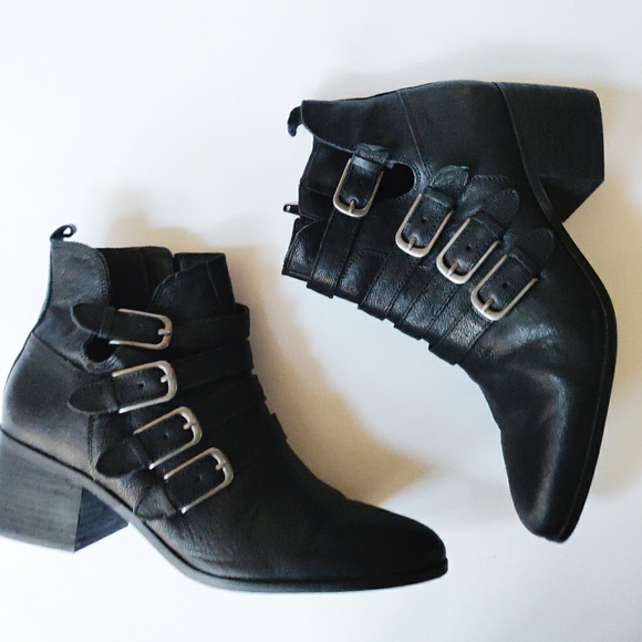 Lucky Brand Shoes - Lucky brand black buckled leather zippered booties
